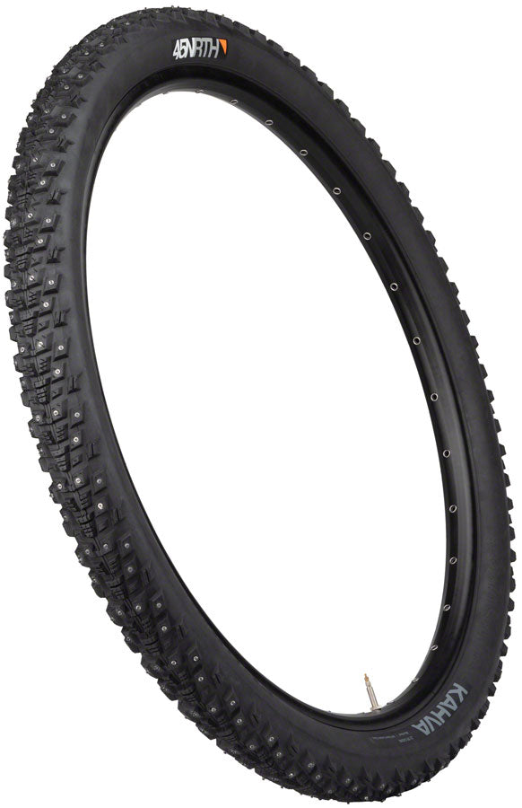 45NRTH Kahva Winter Bike Tire 27.5 x 2.1 Inch with 240 Carbide Steel Studs - Black Clincher Tire with Steel Bead & 33 TPI for Snow & Ice Cycling - Perfect for Fat Bikes and Mountain Bikes in Extreme Winter Conditions