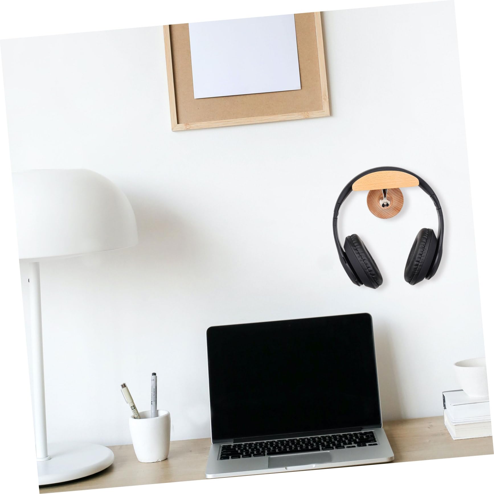 Angoily 3-Pack Solid Wood Headphone Stand with Clamp - Premium Headset Holder for Desk, Gaming Setup & School Use - Space-Saving Headphone Display Shelf for Home, Office & Studio Organization