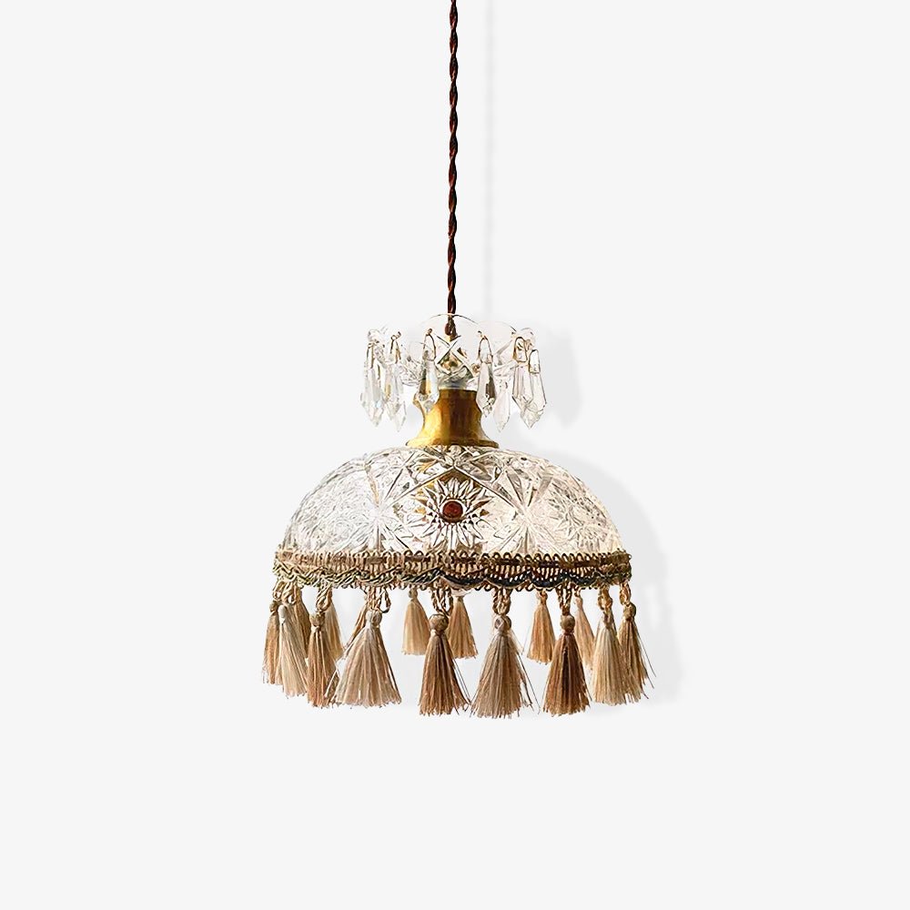 Modern Bowl Tassel Pendant Light - Elegant Hanging Chandelier for Dining Room, Kitchen Island, Bedroom & Living Room Decor
