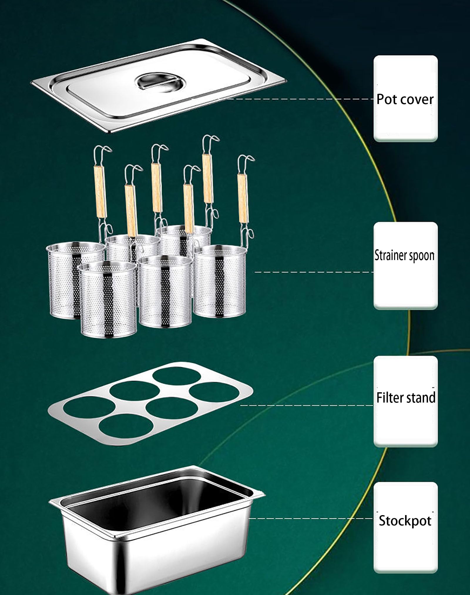 Premium 304 Stainless Steel Pasta Cooker Set - 2/4/6 Hole Options, Fast Heating Commercial Pasta Pot with Hangable Lid & Ergonomic Handles for Home Kitchen & Restaurant Use - Perfect for Spaghetti, Noodles & Pasta Cooking