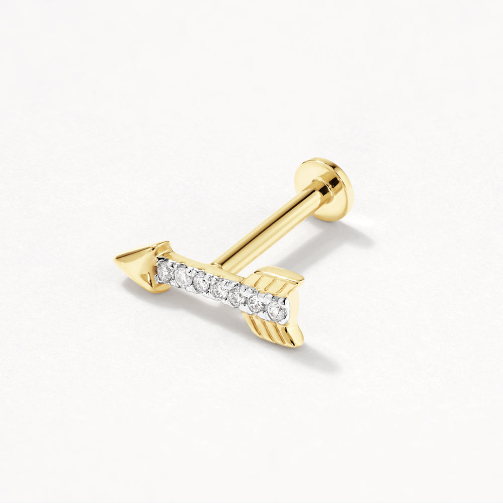 10k Gold Diamond Arrow Helix Single Stud Earring - Dainty Cartilage Piercing Jewelry for Women | Perfect for Everyday Wear & Special Occasions