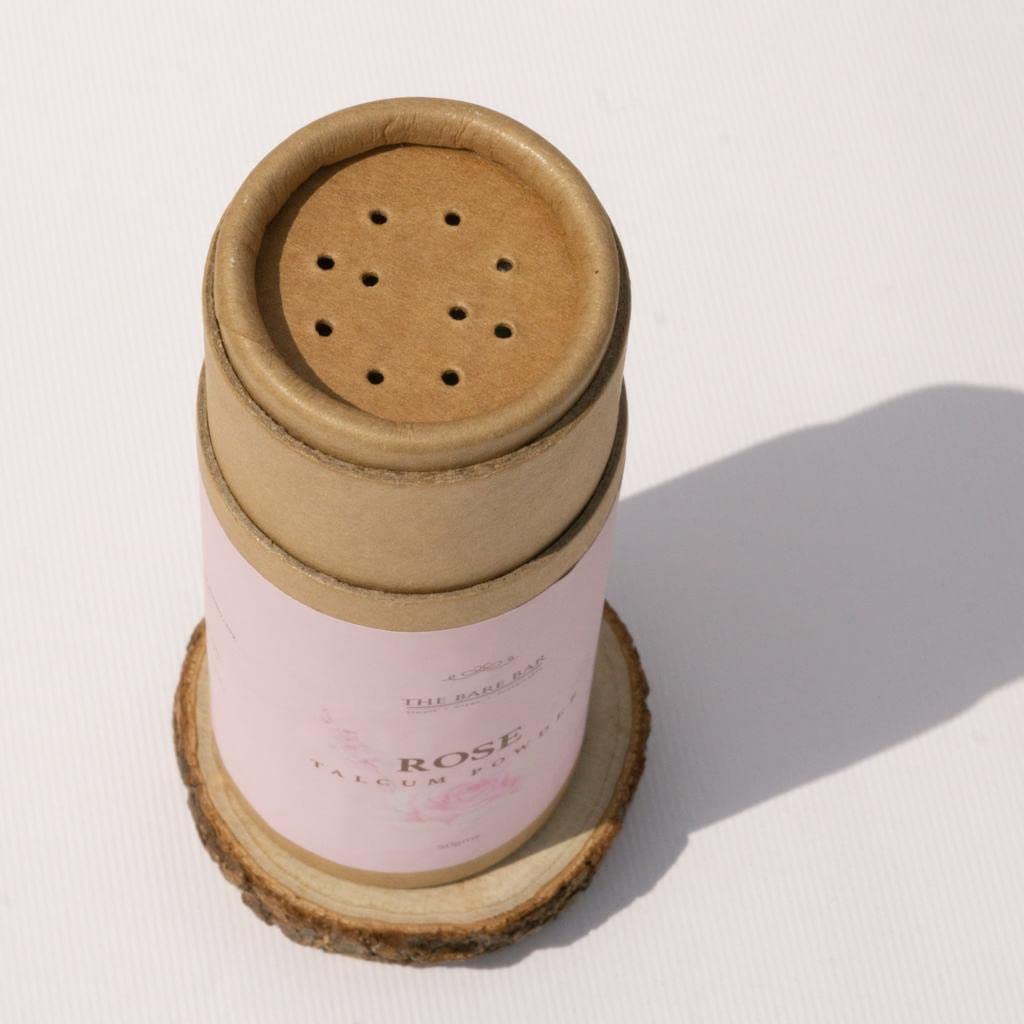 The Bare Bar Rose Body Powder - 30gm | Talcum-Free Natural Skin Care Powder with Rose Fragrance | Anti-Fungal, Soothing & Drying Dusting Powder for Men & Women | Perfect for Post-Shower, Gym & Summer Use