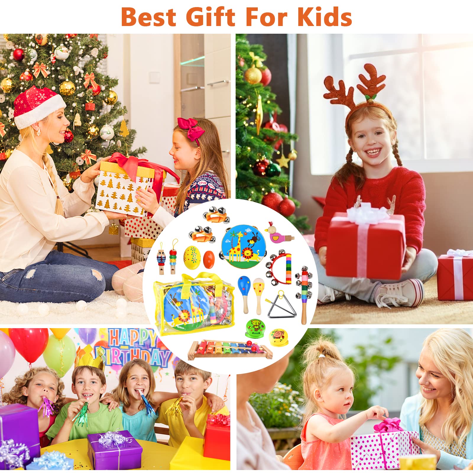 20-Piece Kids Musical Instruments Set - Wooden Shakers, Tambourine, Xylophone & Percussion Toys for Early Learning | Perfect Gift for Boys & Girls with Carrying Bag | Ideal for Preschool Music Class, Birthday Parties & Home Playtime