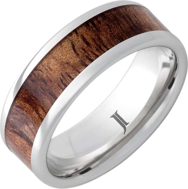 Serinium® Tiger Koa Wood Inlay Ring for Men - Handcrafted Hawaiian Style Jewelry - Perfect for Weddings, Anniversaries & Gifts