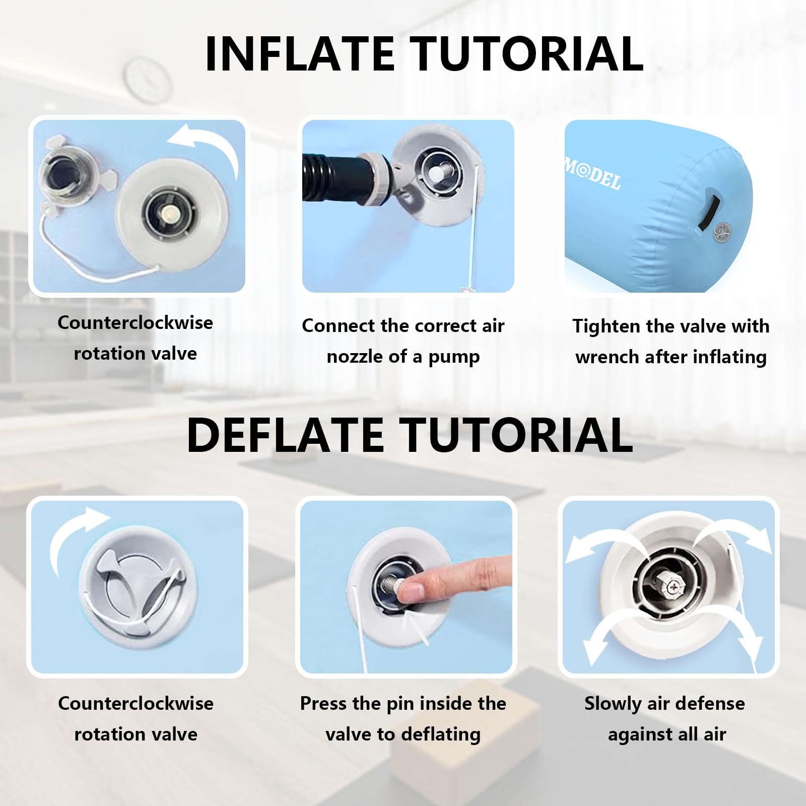 Inflatable Gymnastics Air Roller Barrel - Tumbling Training Mat for Back Handspring, Cheerleading & Yoga | Portable Home & Outdoor Use with Pump Included | Perfect for Gymnasts, Cheerleaders & Fitness Enthusiasts