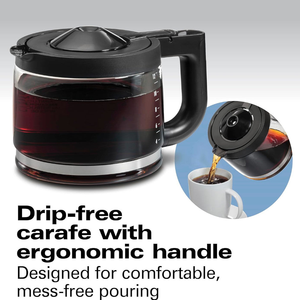 Refurbished HAMILTON BEACH PROFESSIONAL 49500 Programmable 12-Cup Coffee Maker with Home Essentials Warranty - Perfect for Office, Kitchen & Home Brewing