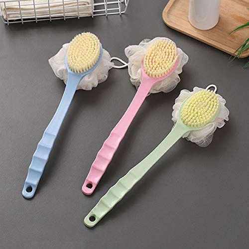 2 in 1 Loofah Body Brush with Long Handle - Exfoliating Back Scrubber & Shower Brush for Deep Cleansing and Skin Massage | Perfect for Bath, Spa, and Daily Skincare Routine