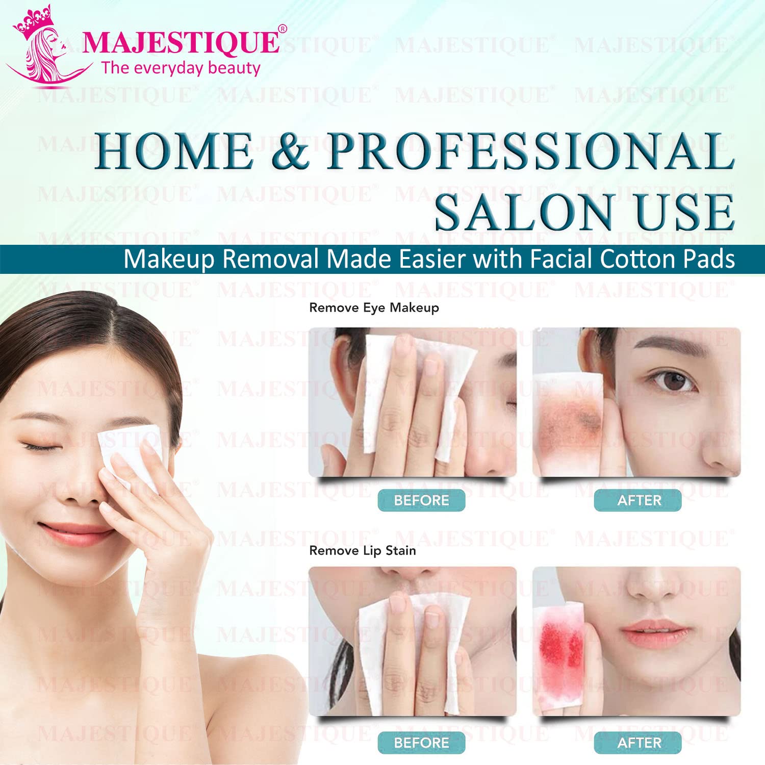 Majestique Reusable Cotton Face Pads & Finger Sponge - Soft Makeup Remover Wipes for Eye & Face Cleansing, Pure Cotton Toner Pads (460 Count) - Eco-Friendly Beauty Routine Essential for Daily Skincare & Makeup Removal