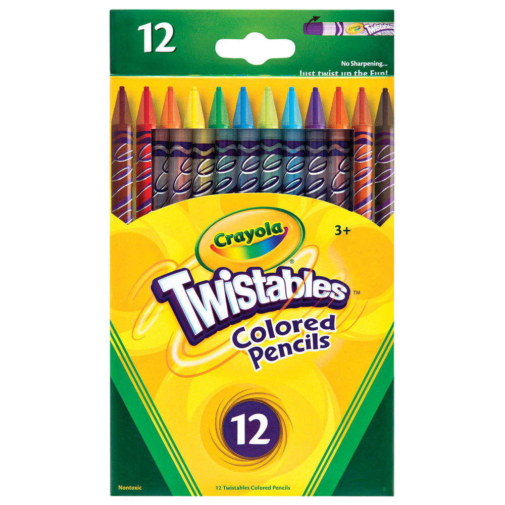 12-Piece Crayola Twistable Colored Pencils Set - Non-Toxic Art Supplies for Kids Ages 3+ - Perfect for Drawing, Coloring Books & School Projects