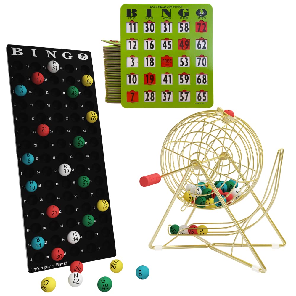 Premium MR CHIPS Bingo Cage & Balls Set with 10 Shutter Slide Cards - Perfect for Family Game Nights, Bingo Parties & Casino-Themed Events