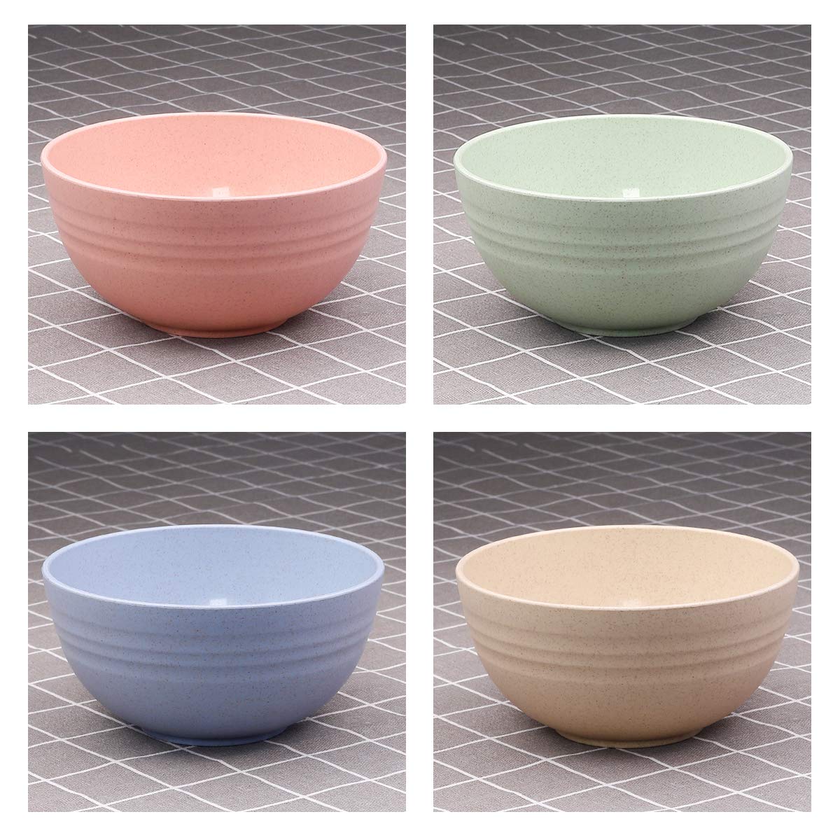 Durable Wheat Straw Fiber Cereal Bowls Set of 4 - 24oz Unbreakable, Microwave & Dishwasher Safe Bowls for Breakfast, Soup, Rice - Eco-Friendly Lightweight Tableware for Home, Office & Outdoor Use