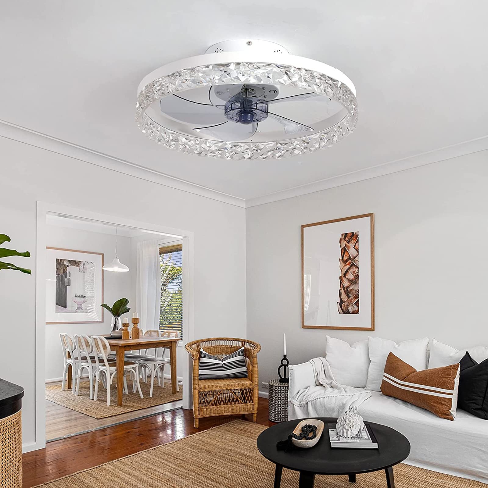 GYH LED Ceiling Fan with Light - 52 Inch Modern Smart Ceiling Fan with Remote Control, 6-Speed Reversible Motor, Dimmable LED Light, Ultra Quiet for Living Room, Bedroom & Dining Room - Perfect for Home Cooling and Stylish Lighting