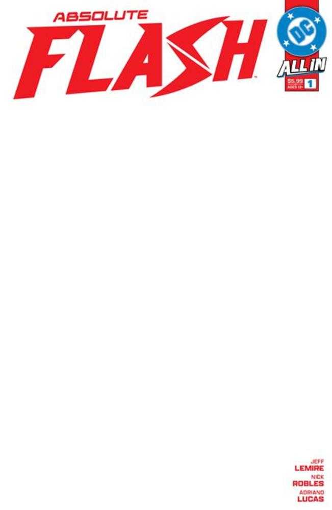 Absolute Flash #1 Cover H Blank Card Stock Variant - Premium Collectible Comic Book for Display, Gifts & Fan Collections - Perfect for Comic Enthusiasts & DC Fans