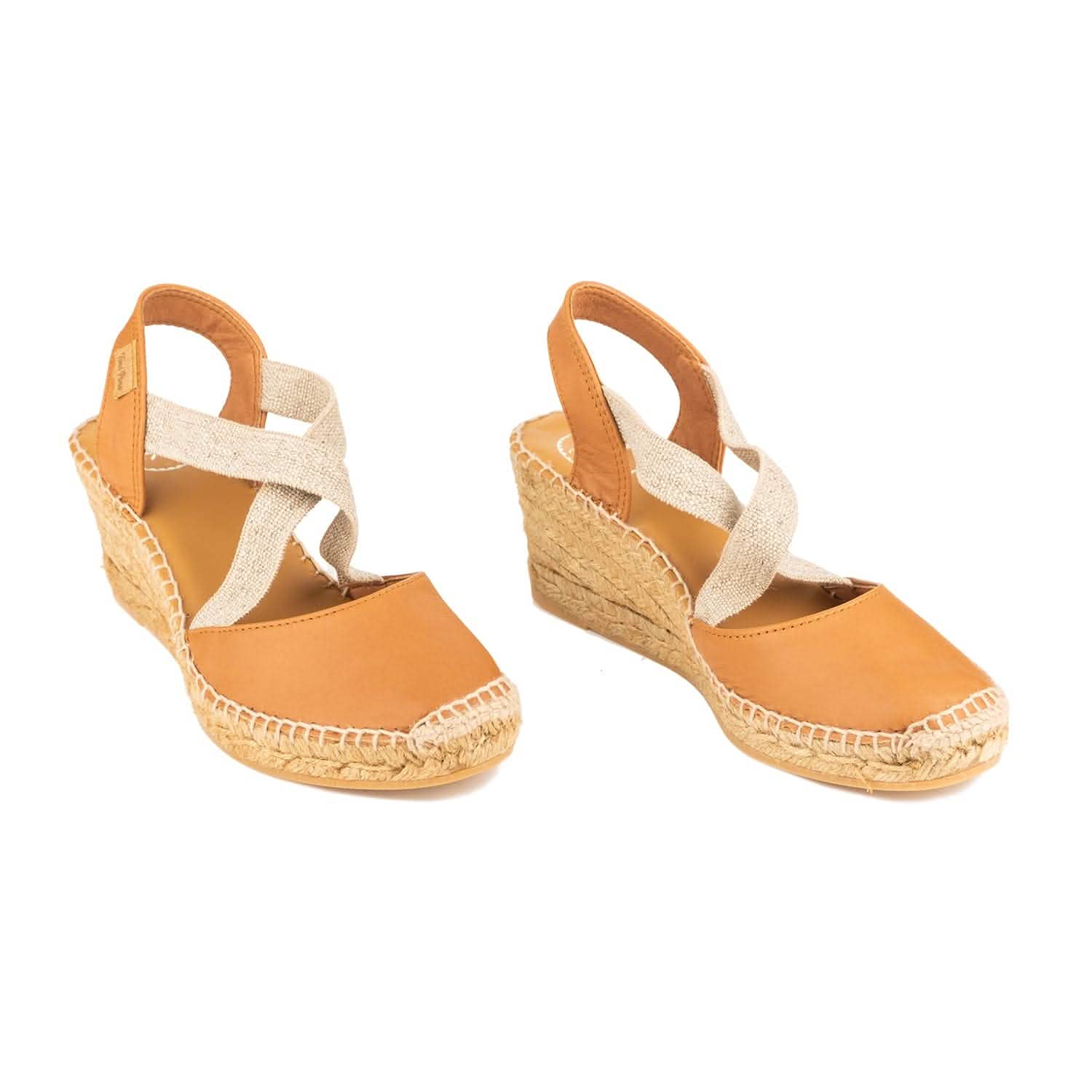 Women's Plain Leather Wedge Espadrilles - Comfortable Summer Sandals for Casual Outings & Beach Vacations | Saba P