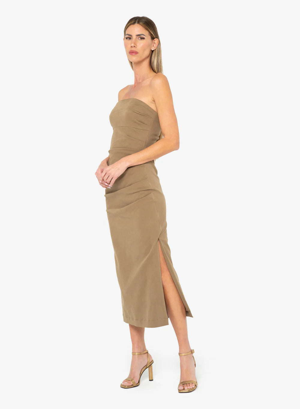 Charlie Dress in Taupe - Elegant Women's Casual Dress for Office, Party & Everyday Wear