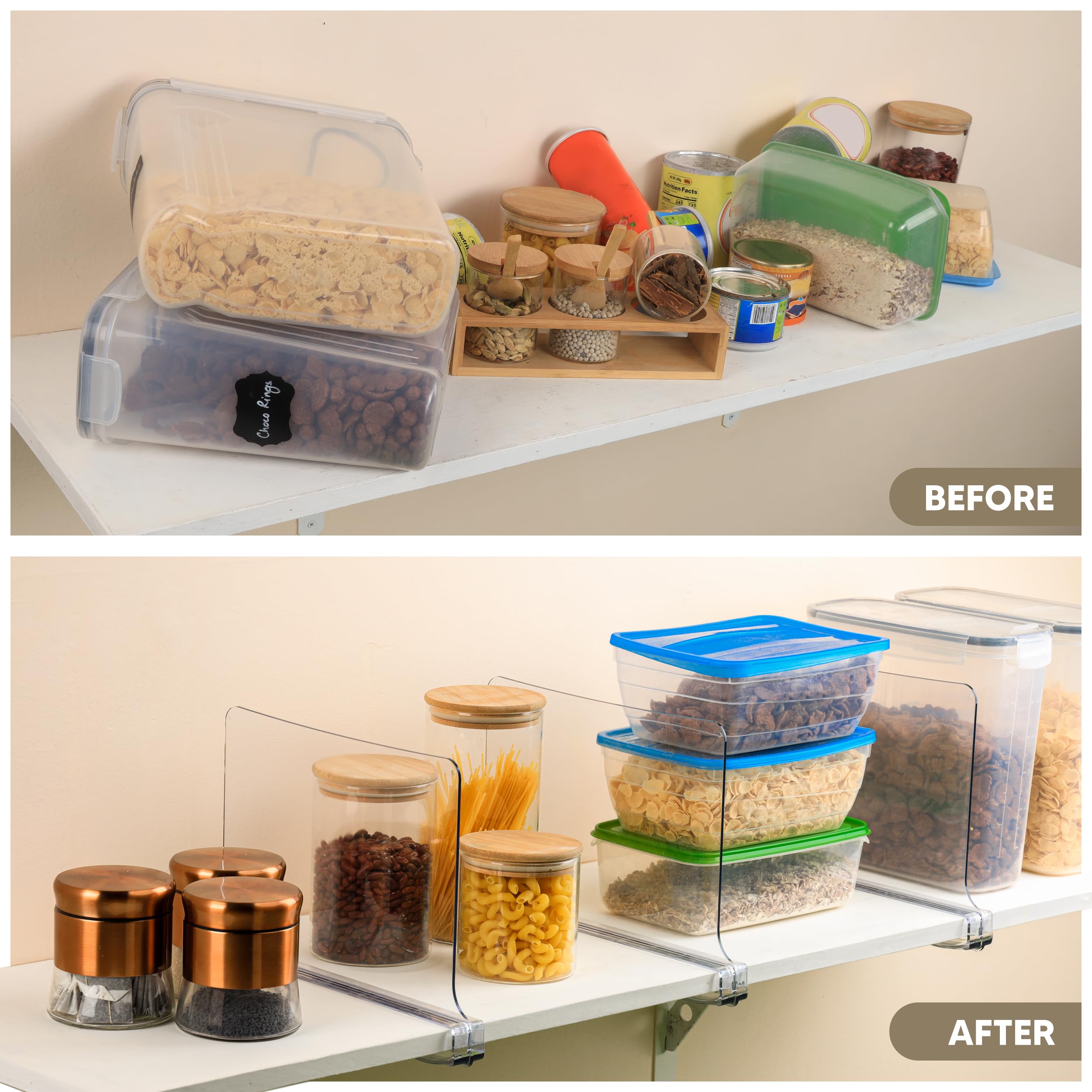 Utopia Home 4-Pack Clear Acrylic Shelf Dividers for Closet Organization - No Installation Required Closet Shelf Separators for Storage & Organization - Perfect for Bedroom, Pantry, and Office Shelving