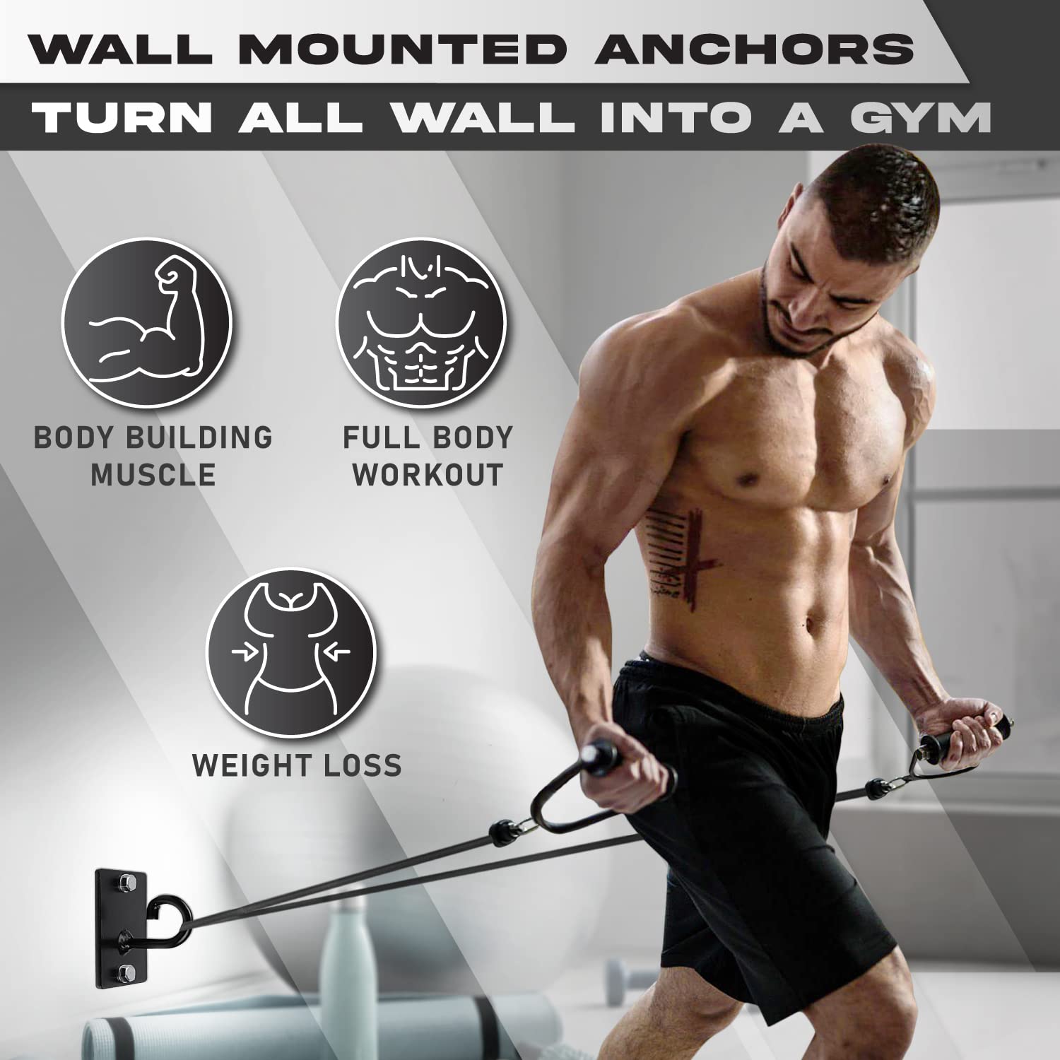 Yes4All Heavy Duty Wall Mounted Workout Anchors - Suspension Trainer Anchor for Battle Ropes, Olympic Rings, Hammocks & Strength Training - Perfect for Home Gym, CrossFit & Outdoor Fitness