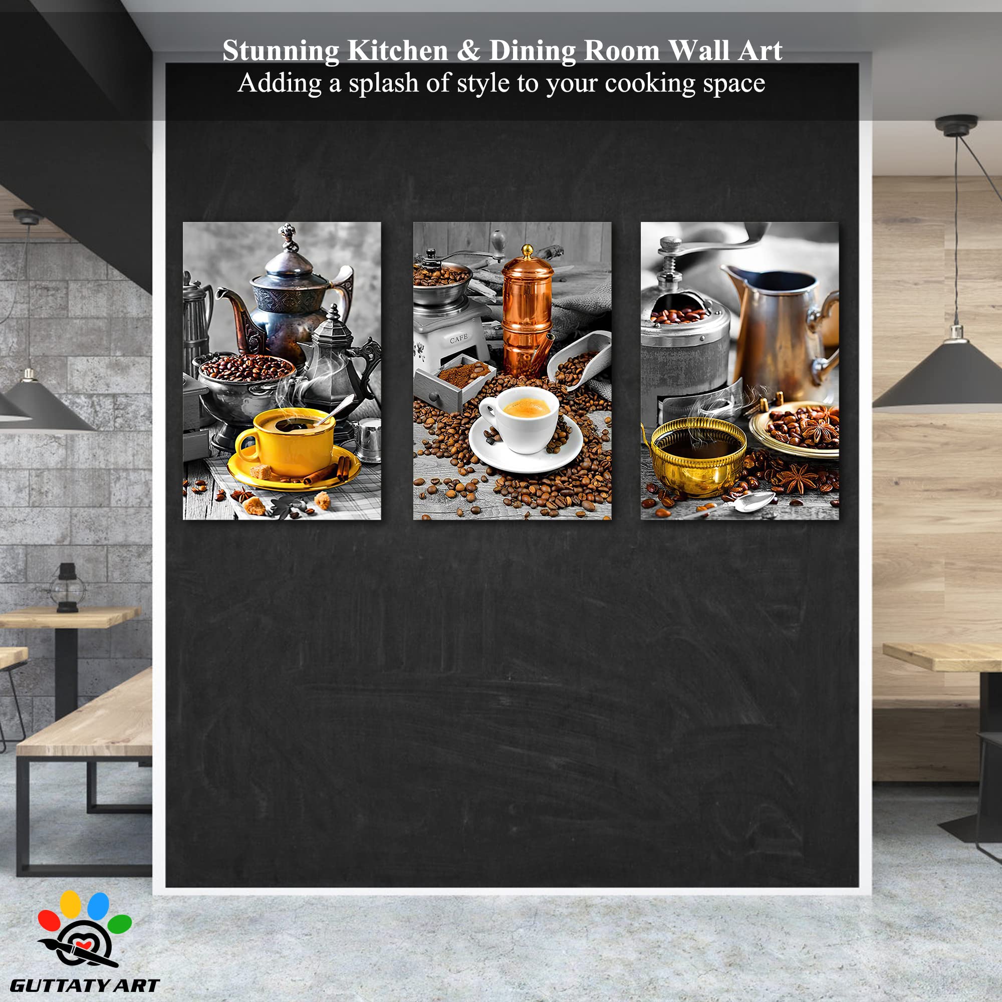 GUTTATY Modern Coffee Bean Canvas Wall Art Set - 3-Piece 20