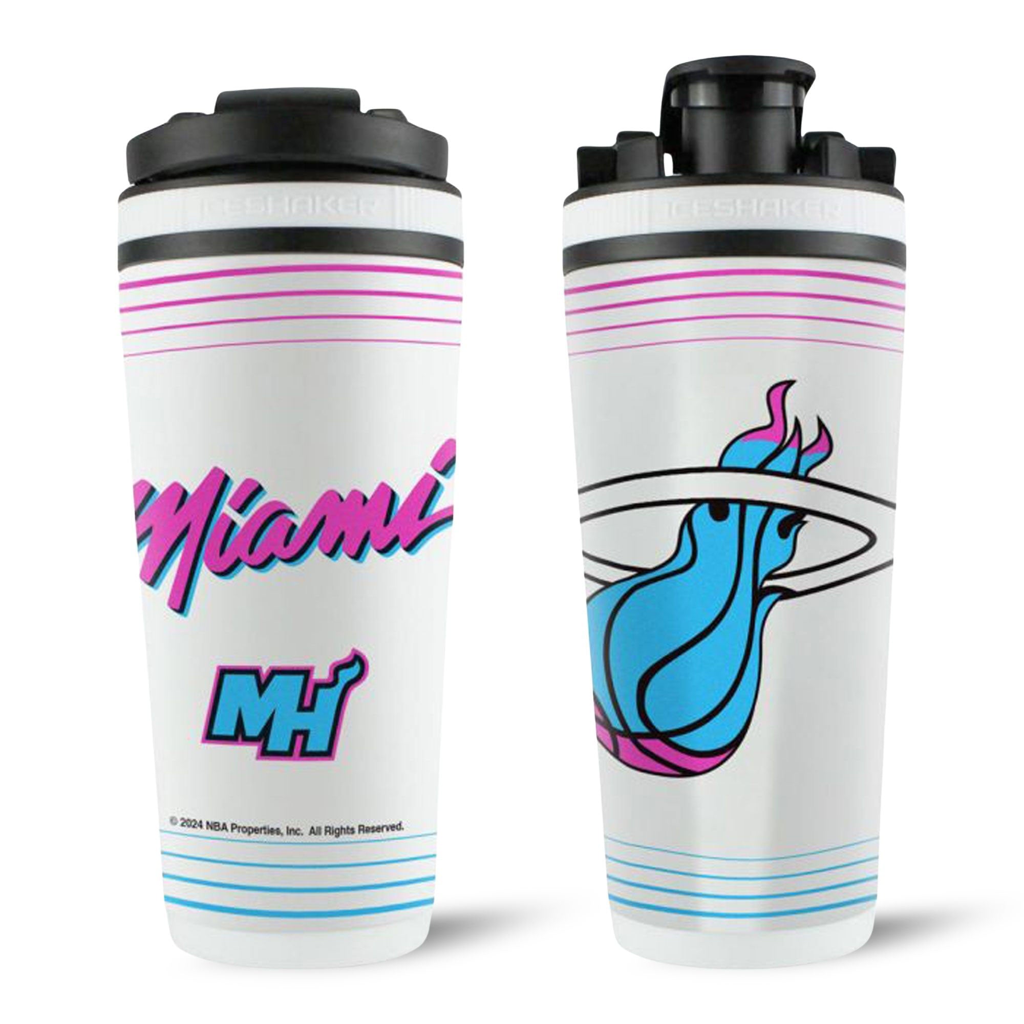 Miami Heat City Edition 4D Ice Shaker - NBA Team Insulated Water Bottle for Gym, Workout & Sports - Keeps Drinks Cold for 24 Hours - Perfect for Basketball Fans & Athletes