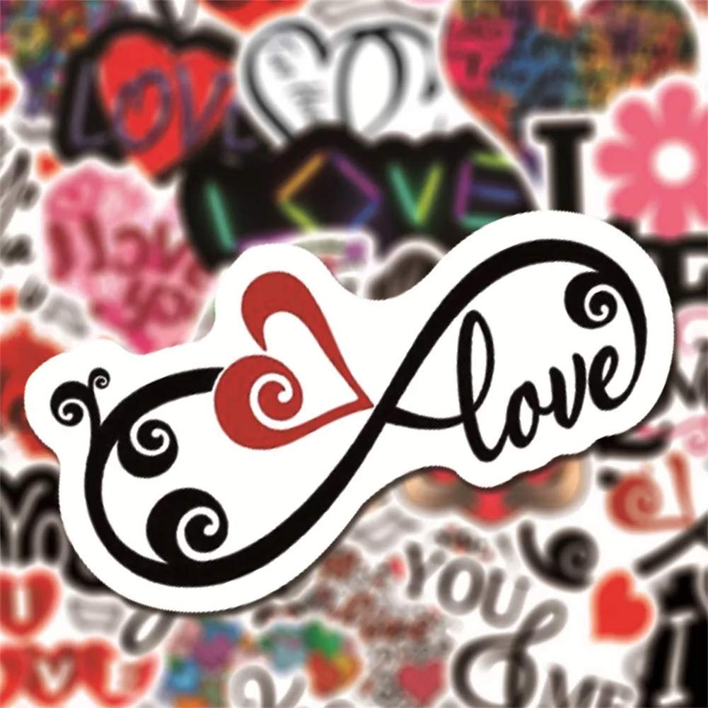50 Pcs Waterproof Love Stickers - Vinyl Decals for Bike, Water Bottle, Laptop, Bicycle, Fridge, Cup, Luggage, Phone & Skateboard | Romantic DIY Decoration for Valentine's Day, Anniversary & Couple Gifts