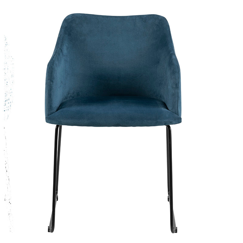 AYLA Modern Dining Chair - Blue Velvet Upholstered Accent Chair for Kitchen, Dining Room & Office - Comfortable & Stylish Seating Solution for Home Decor