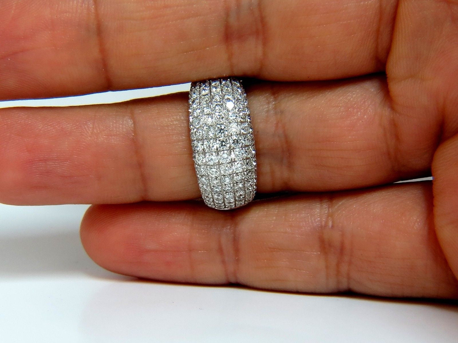 2.77CT Full Cut Diamond Bead Set Wide Band Ring - 18KT White Gold, 10MM Width, Size 6.75 - Elegant Wedding Band, Anniversary Gift & Everyday Luxury Jewelry