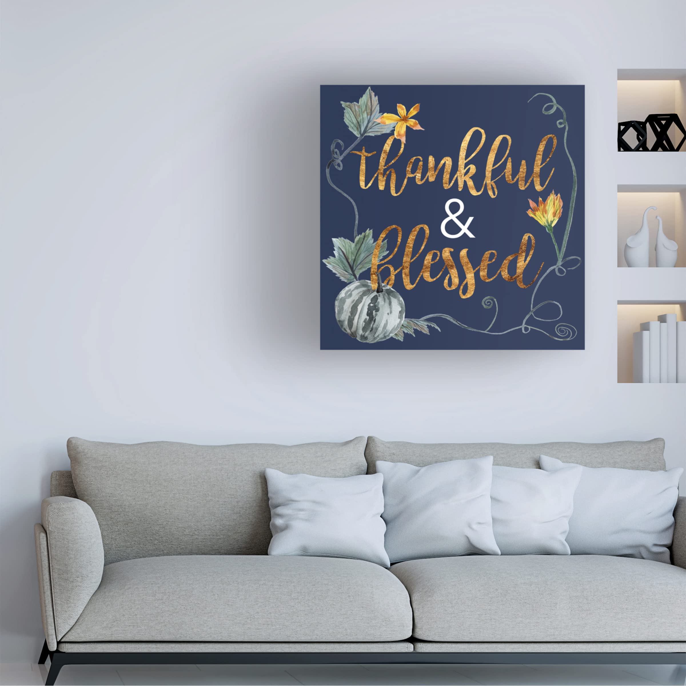 Trademark Fine Art 'Indigo Harvest I' Canvas Wall Art by Melissa Wang - Modern Abstract Painting for Living Room, Bedroom & Office Decor