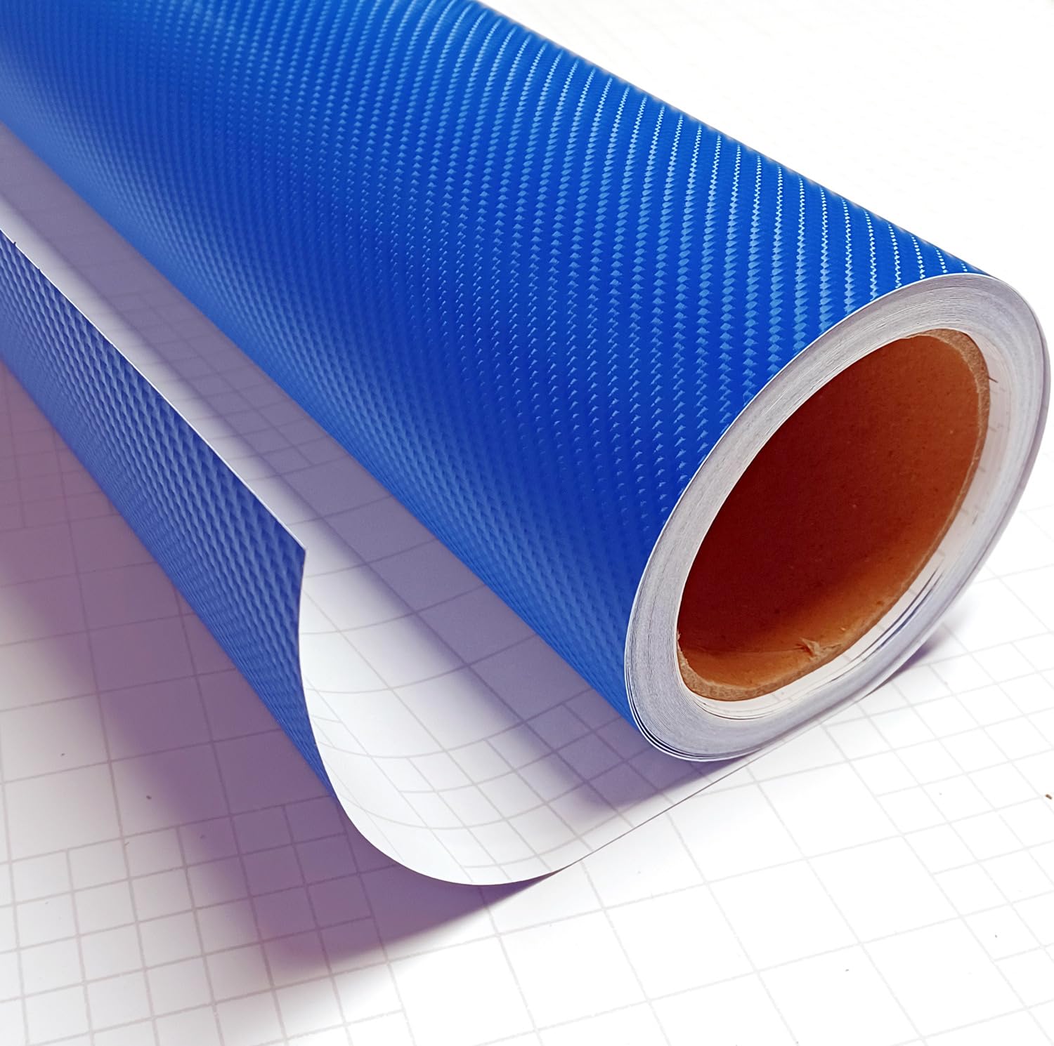 4D Blue Carbon Fiber Vinyl Wrap Sticker - Air Release Anti-Wrinkle Self-Adhesive Film (12