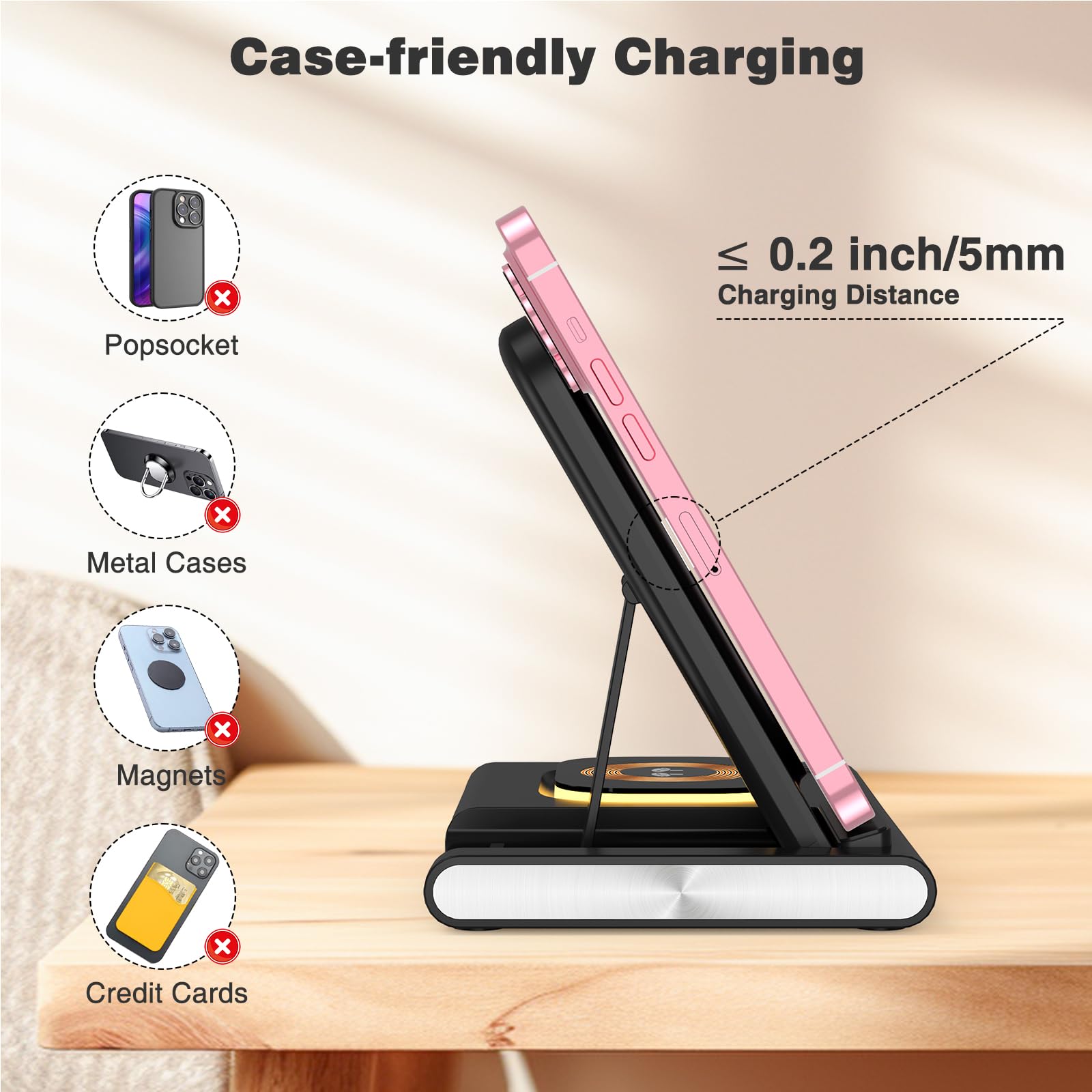 25W 3-in-1 Fast Wireless Charging Station for iPhone 15 Pro Max/14/13/12/11, Apple Watch Ultra 9/8/7/6/5/4/3/SE & AirPods Pro 3/2 - Includes 3ft USB-C Cable - Compatible with Samsung Galaxy Phones - Perfect for Home, Office and Nightstand Charging