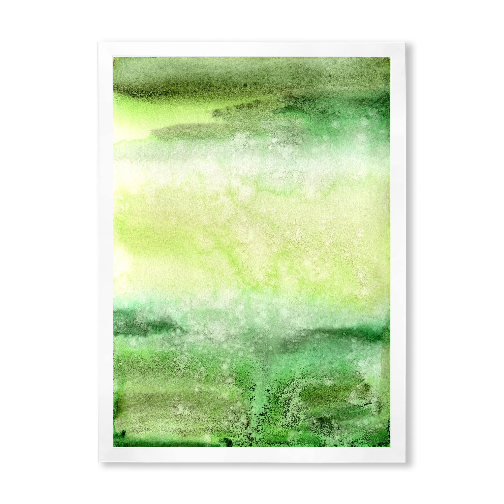 Pastel Abstract Framed Wall Art with Dark Green & Beige Spots - Modern Home Decor for Living Room, Bedroom & Office