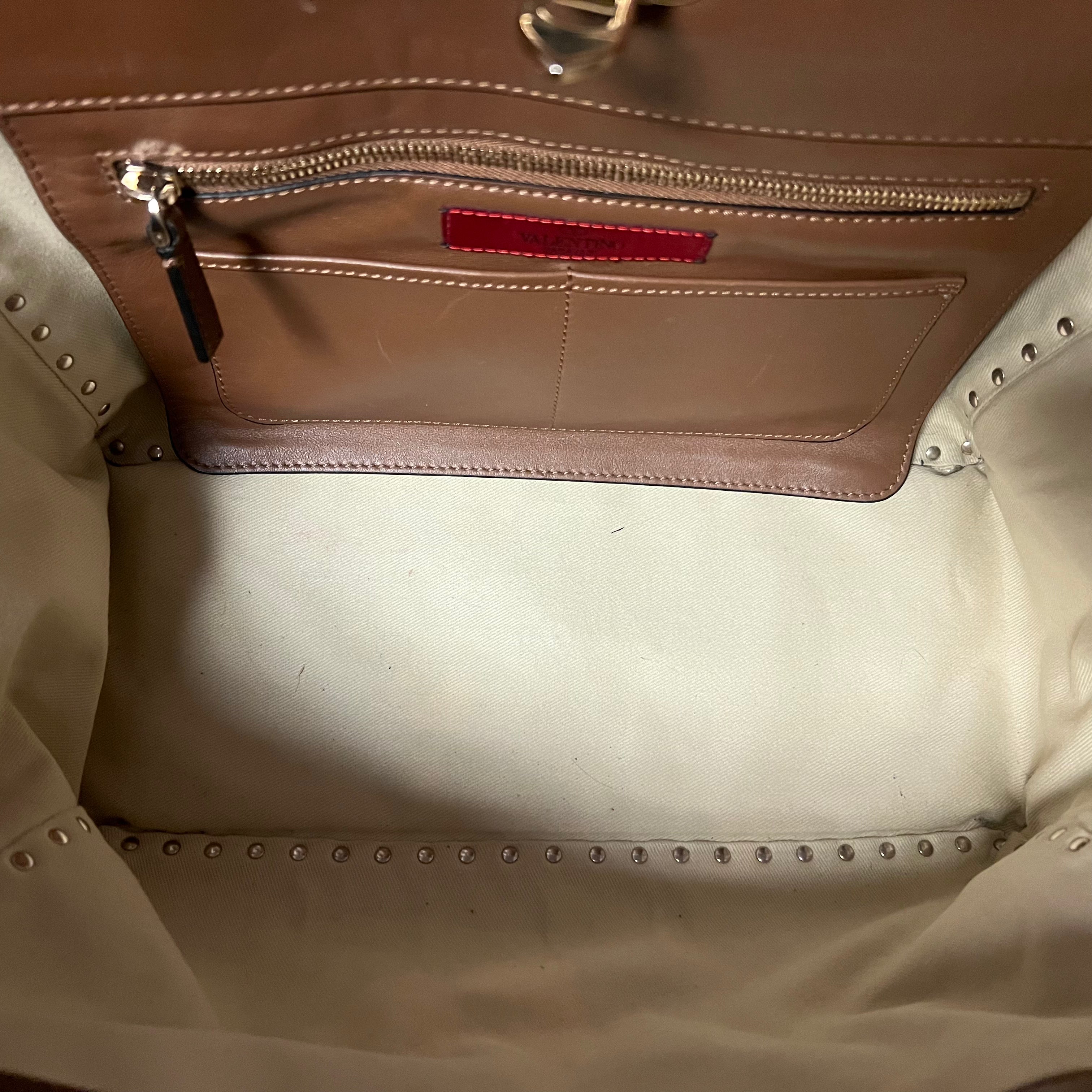 VALENTINO Suede Rockstud Tote Bag in Light Brown - Luxury Designer Handbag for Women, Perfect for Work, Travel and Everyday Use