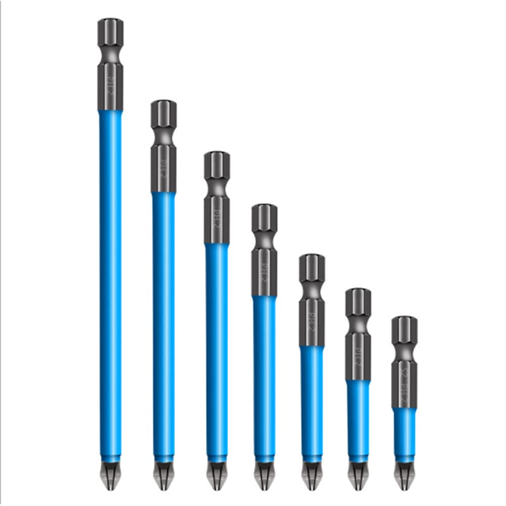 7 Pcs Anti-Slip Magnetic Screwdriver Bits Set - Non-Slip Design for Electric Screwdrivers - Cross & Single Head Drill Bits (25mm-150mm) - Perfect for DIY, Home Repair, and Professional Power Tool Use