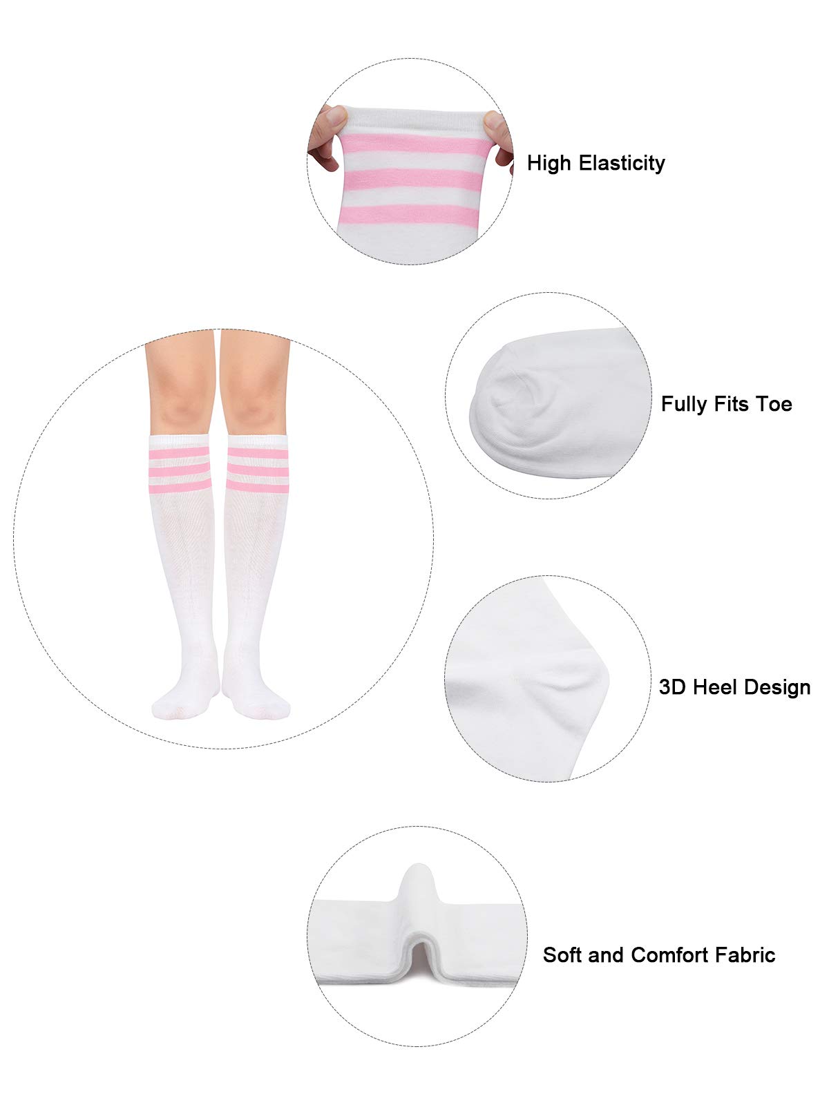 Century Star Women's Knee High Compression Socks - Athletic Running & Casual Wear - Triple Stripe Design - Moisture Wicking & Arch Support (Perfect for Running, Yoga, Nursing & Everyday Comfort)