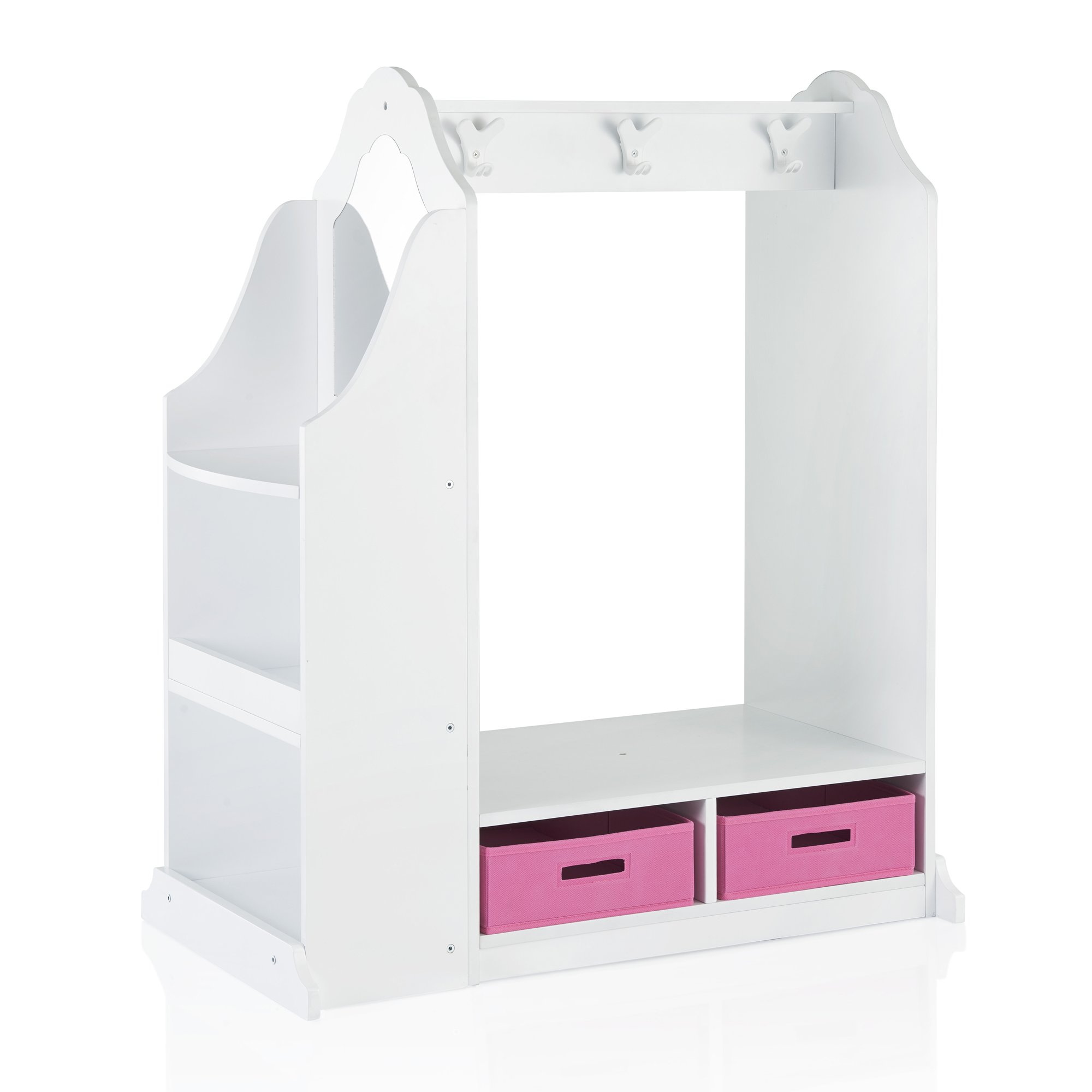 Guidecraft Kids Dress Up Vanity - White Wooden Dresser with Mirror & Storage Bins | Toddler Playroom Organizer & Children's Furniture | Perfect for Pretend Play, Bedroom Decor & Toy Storage