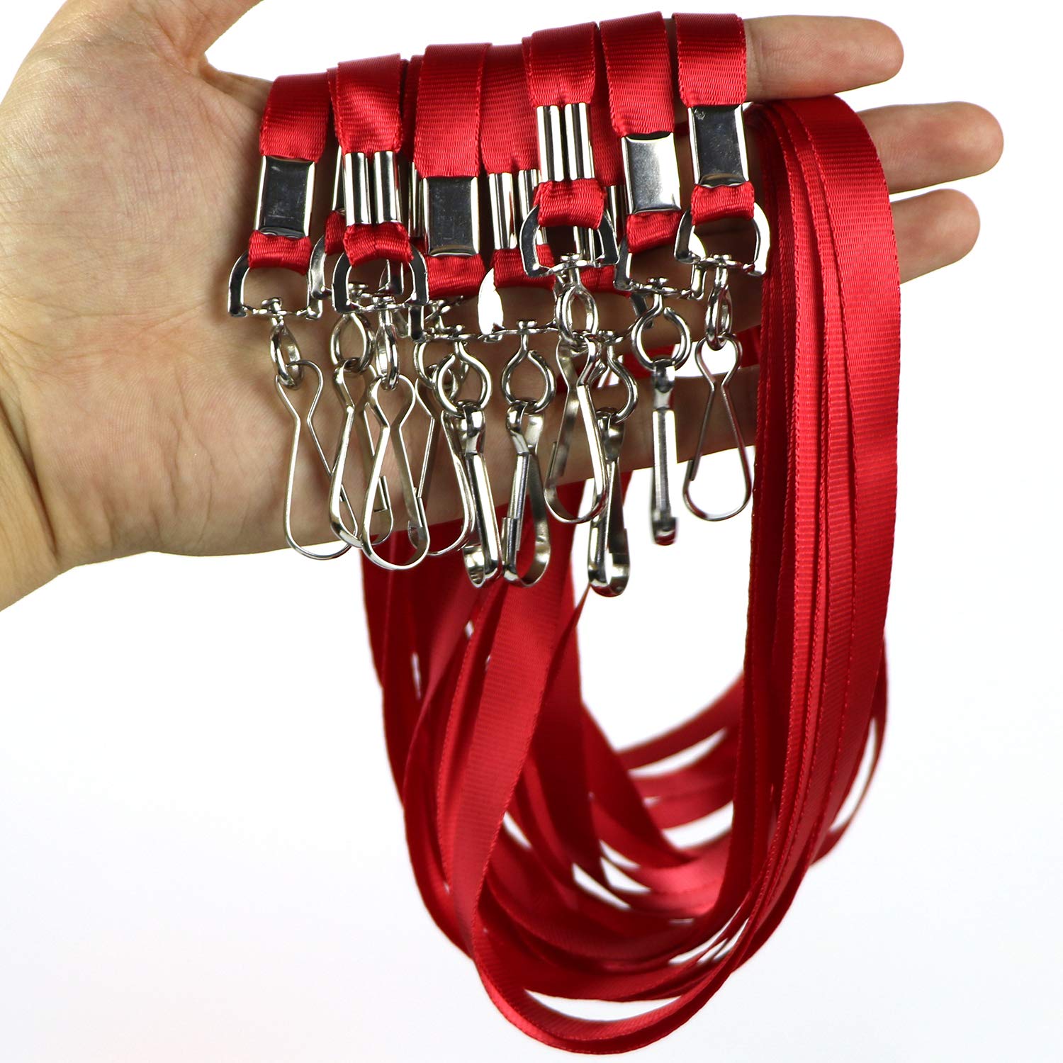 Premium Cruise Lanyards - Nylon Badge ID Holders (100-Pack, Red) for Office, School & Events