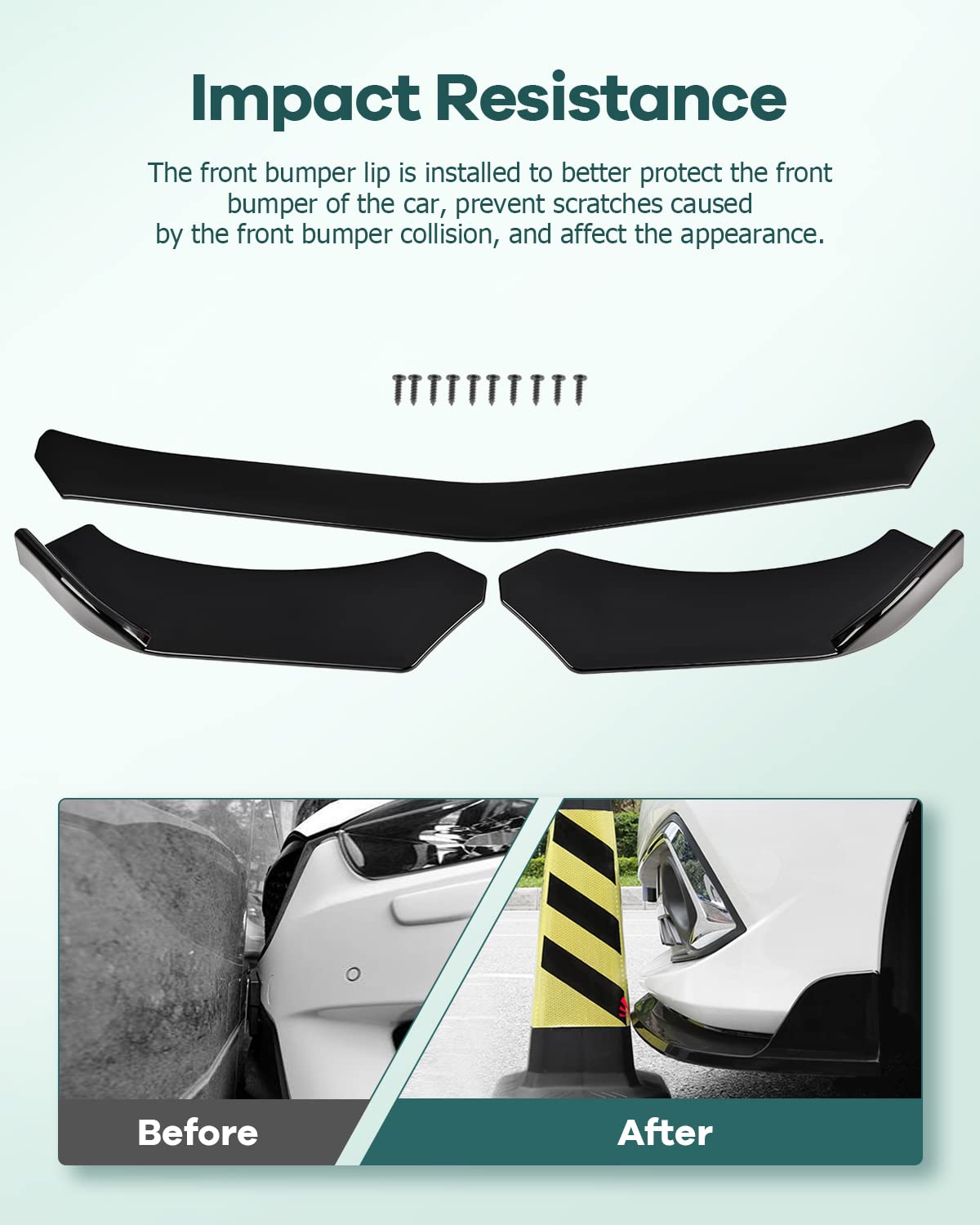 SCITOO Universal Front Lip Spoiler - Glossy Black Adjustable Bumper Lip for Cars | Enhances Aerodynamics & Sporty Look | Perfect for Street Racing & Car Shows