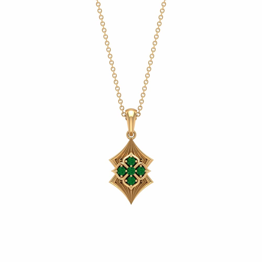 1/4 CT Emerald Cluster Pendant Necklace - Art Deco Style 14K Solid Gold with 2mm Round Cut Emerald Gemstone | Elegant Jewelry Gift for Women, Perfect for Weddings, Anniversaries & Special Occasions