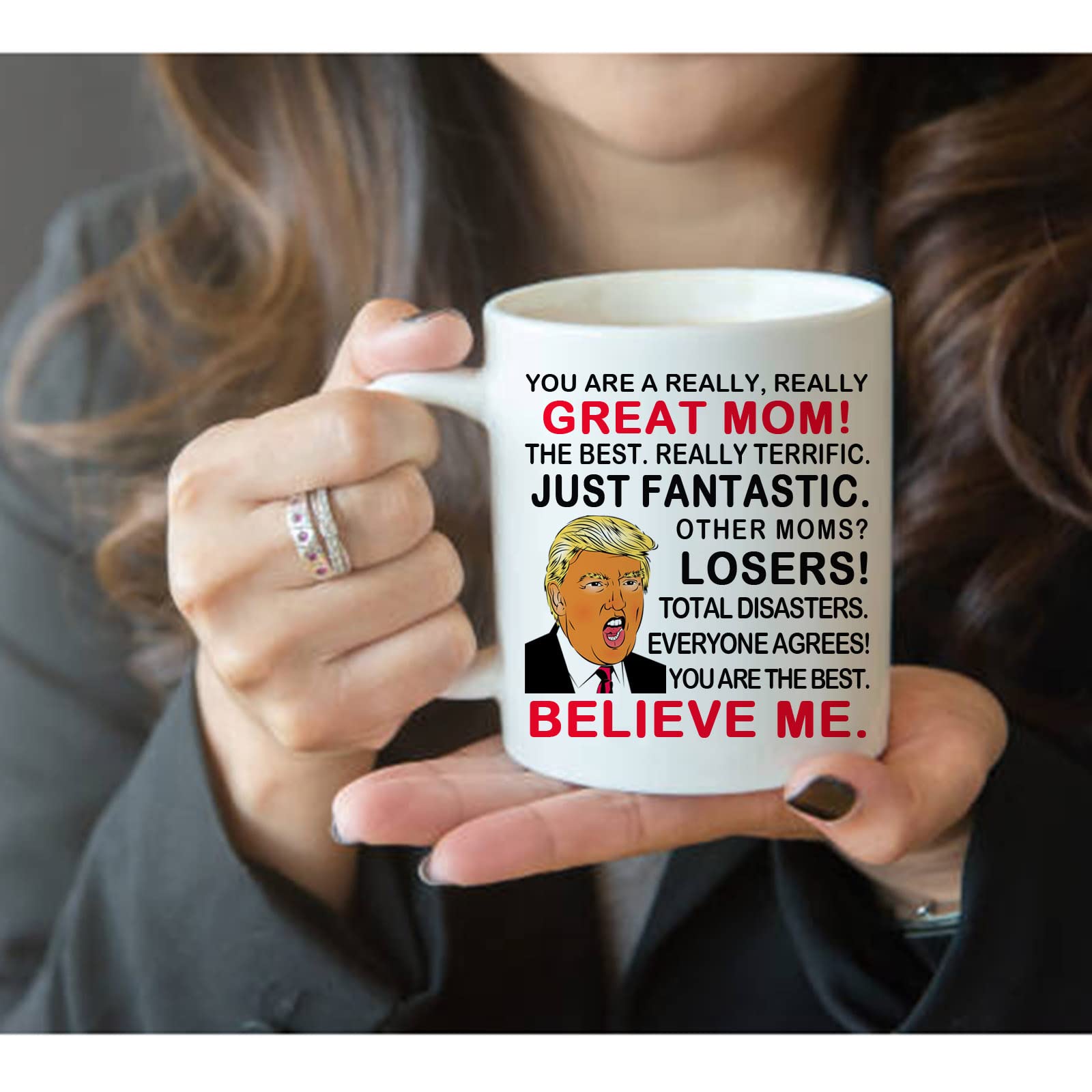 Funny Mom Coffee Mug - 11 Oz Novelty Gift for Mother's Day, Birthday & Christmas - Great Mom Gag Gift from Daughter/Son/Husband - Perfect for Morning Coffee & Prank Surprises (MOM)