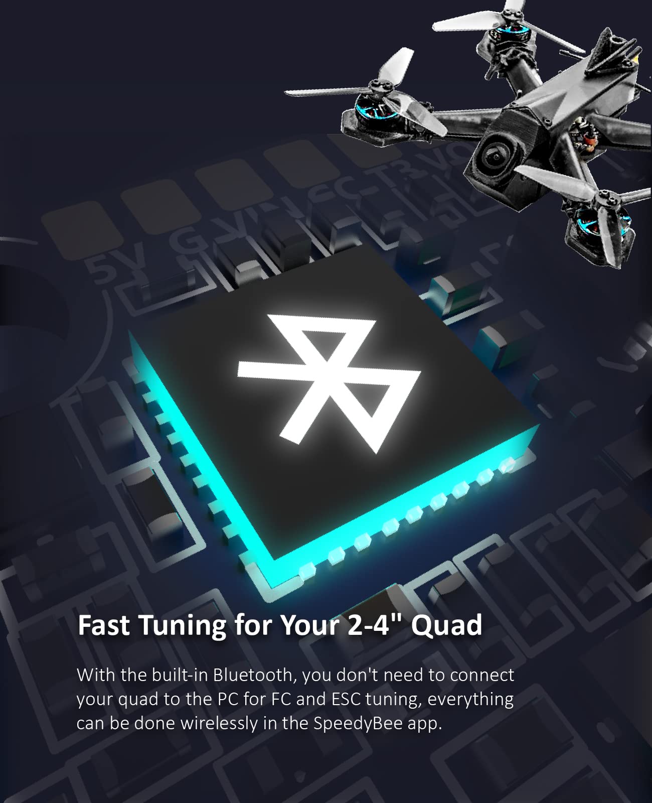 SpeedyBee Mini F7 Flight Controller 3-6S 20x20mm with Built-in Bluetooth for FPV Drone Stack - Wireless Tuning Compatible with 2-4 Inch Drones - Perfect for Racing and Freestyle FPV Flying
