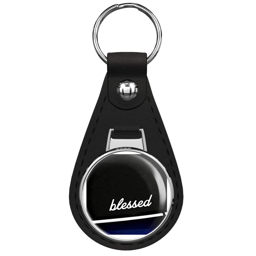 Blessed Christian Black Leather Keychain with Silver Keyring - Religious Gift for Men & Women - Perfect for Daily Use, Church Events, and Bible Study Accessories