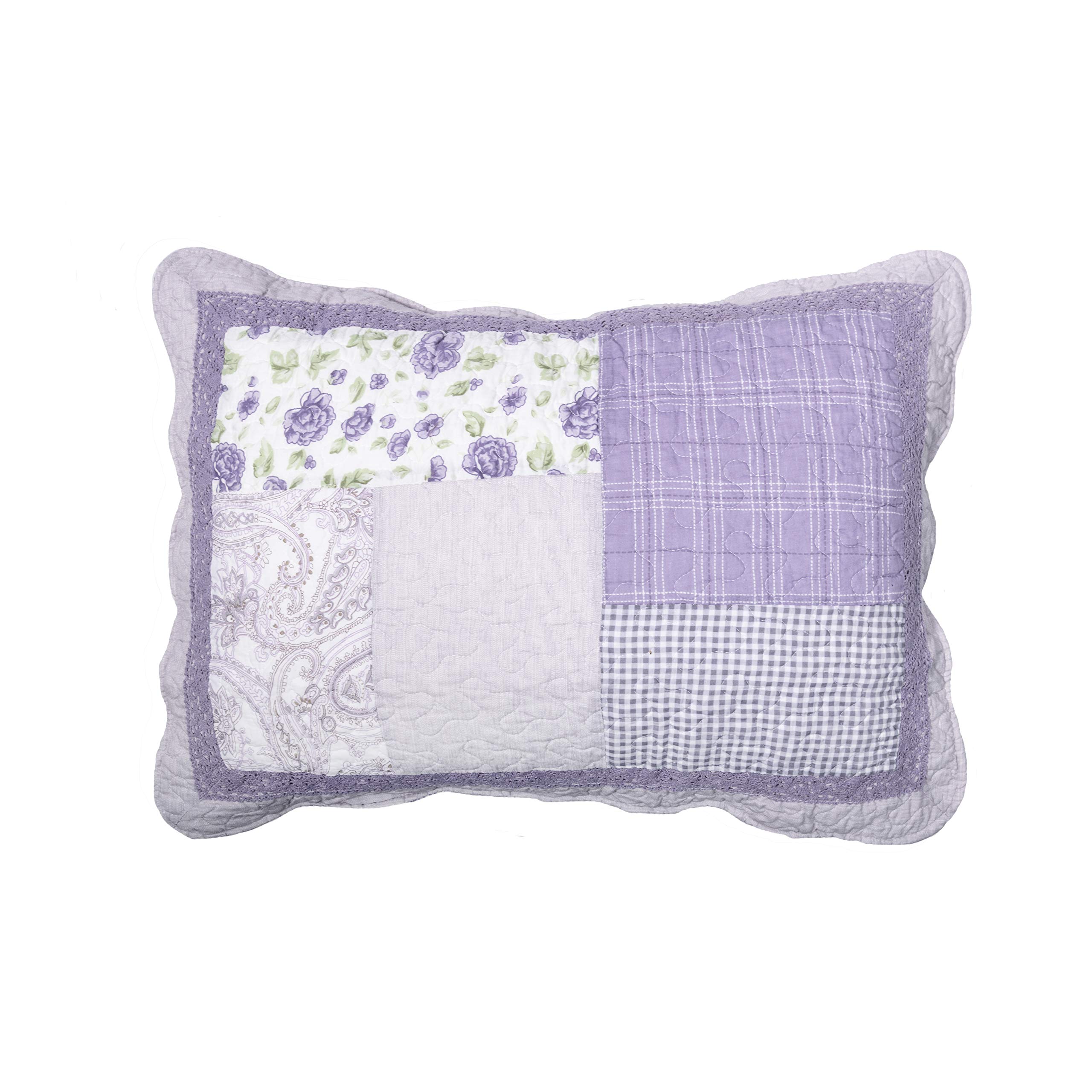 Donna Sharp Twin Bedding Set - 2 Piece Lavender Rose Cotton Quilt Set with Twin Quilt & Pillow Sham - Machine Washable Contemporary Bedroom Decor - Perfect for Guest Rooms, Dorms & Cozy Bedrooms