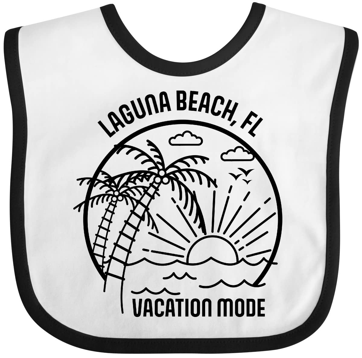 Inktastic Summer Vacation Mode Laguna Beach Florida Baby Bib - Soft Cotton Drool Bib for Infants & Toddlers - Perfect for Beach Trips, Travel, and Outdoor Adventures