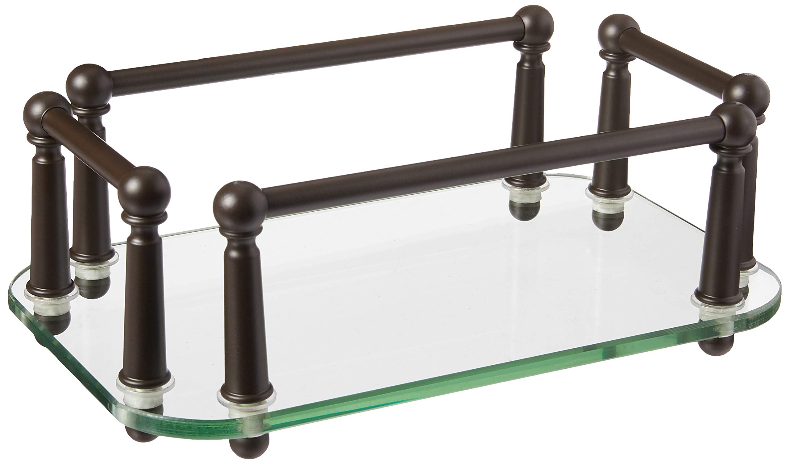Allied Brass GT-5 Oil Rubbed Bronze Glass Vanity Tray & Guest Towel Holder for Bathroom Countertop Organization | Stylish Bath Accessory for Guest Bathrooms, Powder Rooms & Master Suites