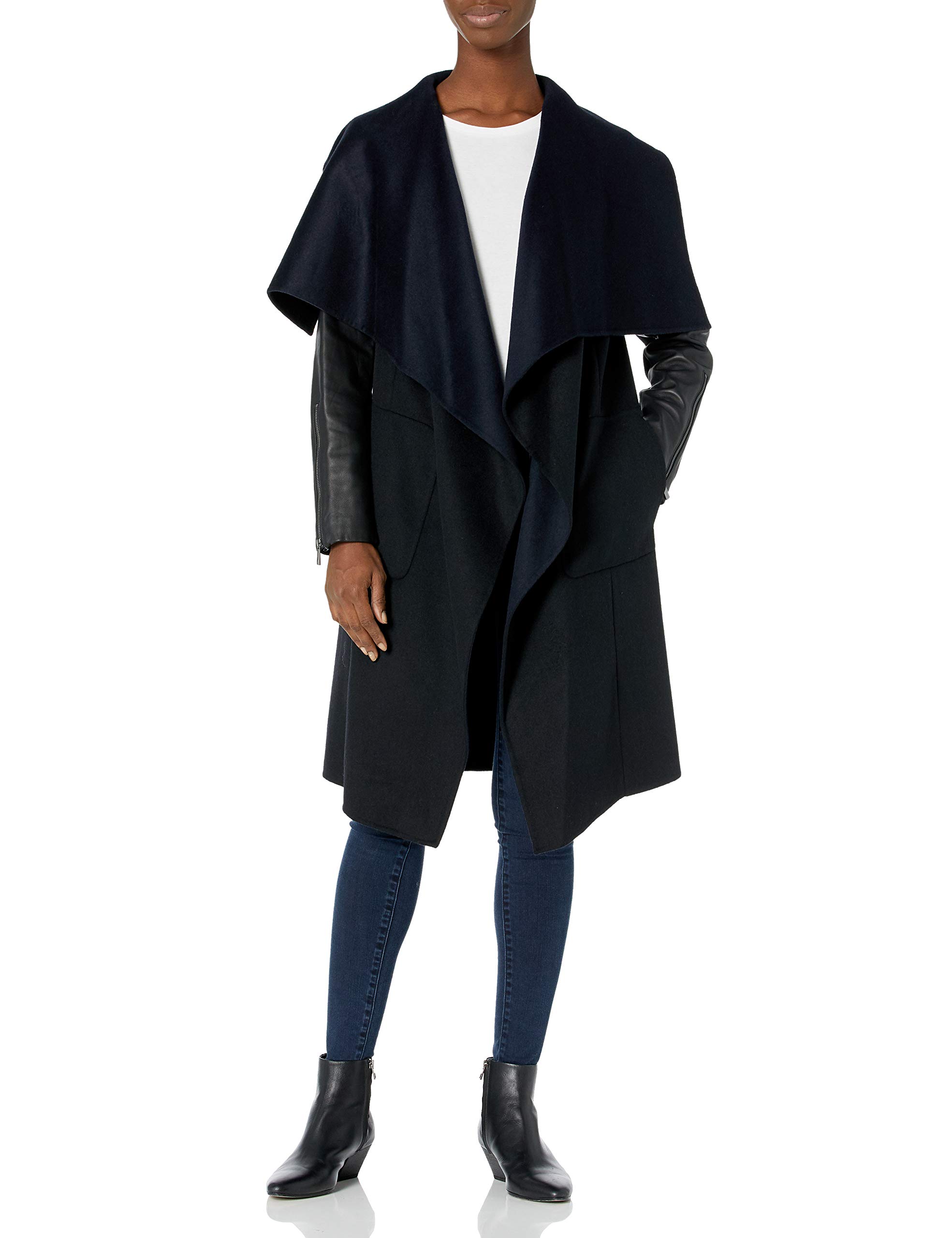 BCBGMAXAZRIA Women's Long Draped Coat - Elegant Trench Coat with Belt for Fall & Winter | Office Wear, Date Night & Special Occasions