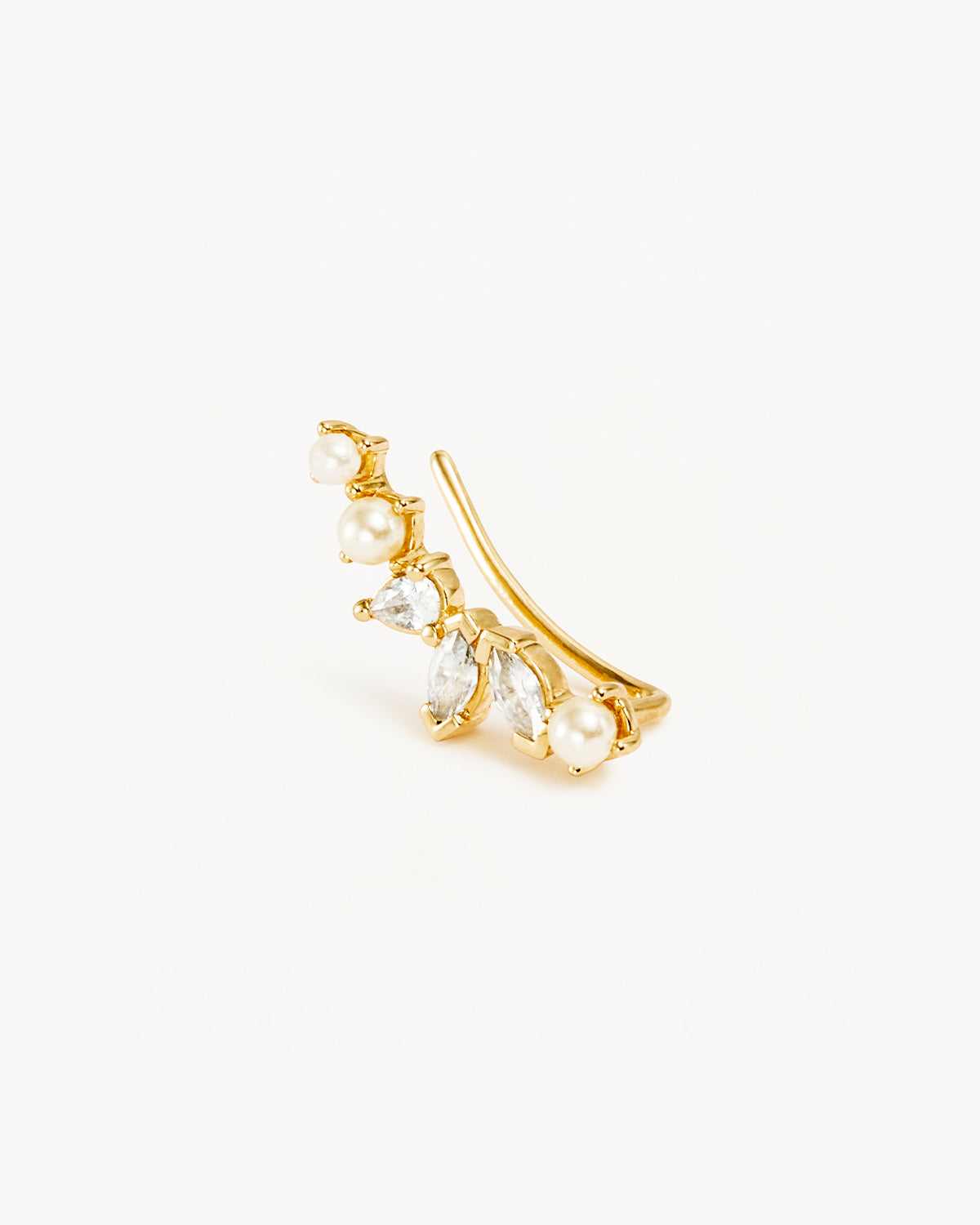 14K Solid Gold Lab Grown Diamond Ear Crawler Earrings - Elegant Floral Design for Women, Perfect for Weddings, Parties & Special Occasions