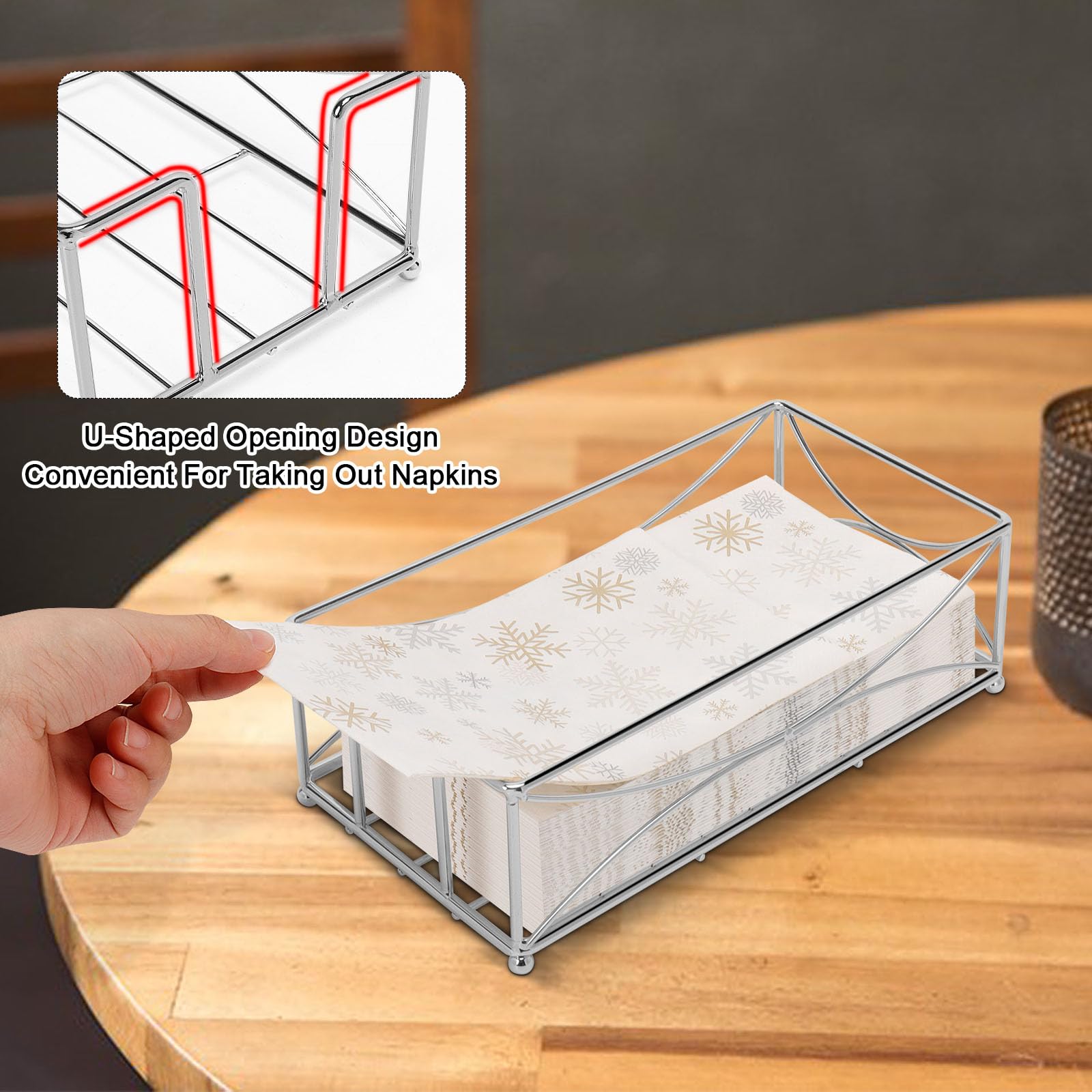 Livabber Chrome Metal Napkin Holder - Modern Bathroom & Kitchen Paper Towel Storage Tray for Countertop, Table, Dining Room - Perfect for Guest Bathrooms, Kitchens & Restaurants