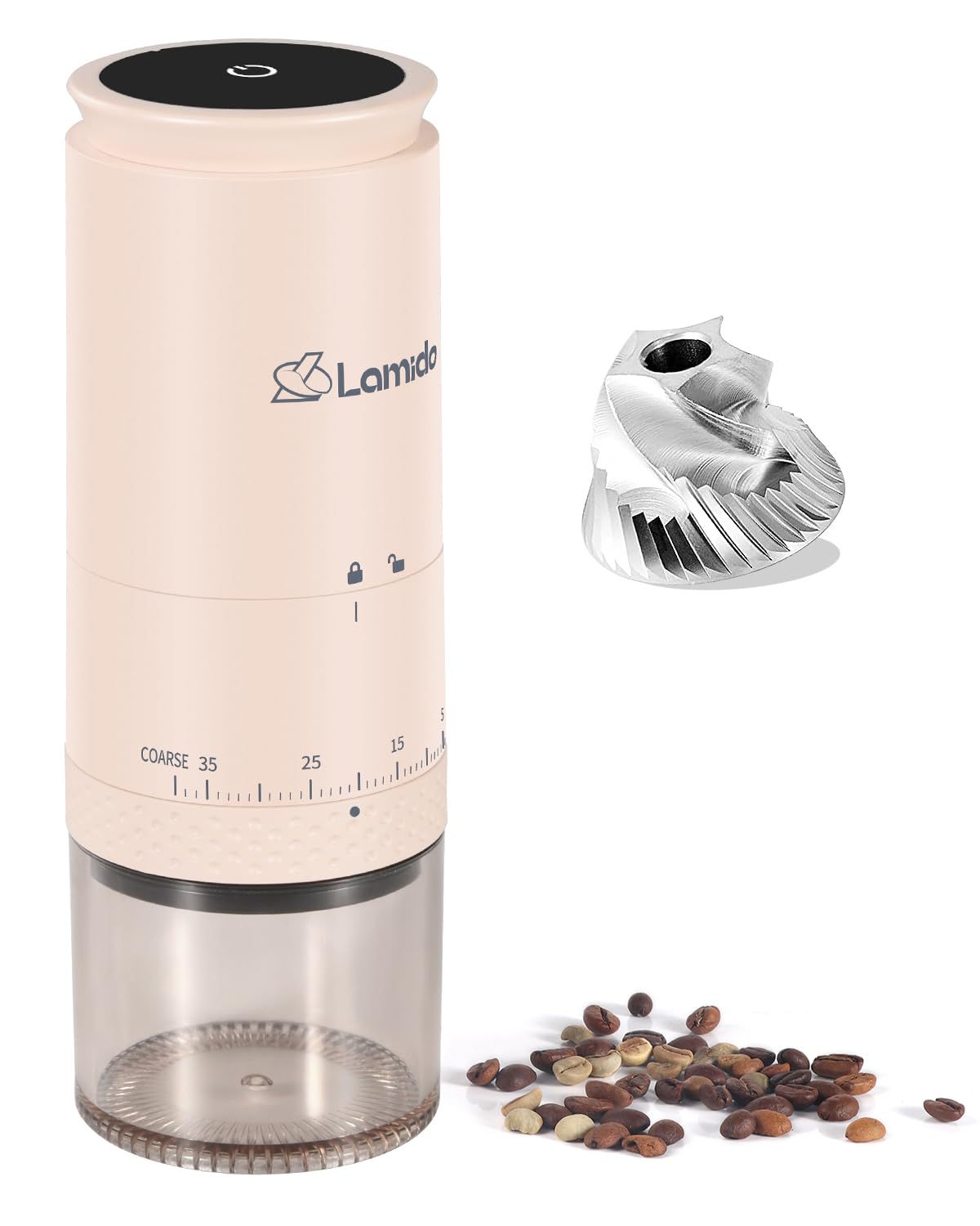 Portable Electric Stainless Steel Coffee Grinder - Rechargeable Cordless Espresso Grinder with 38 Adjustable Settings & Battery Display - Perfect for Travel, Camping, and Home Brewing
