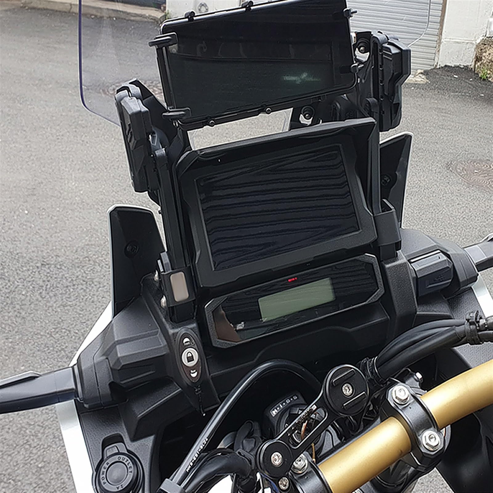WEAVVE Motorcycle Front Mid Navigation Bracket with Phone Charging | Compatible with Honda CRF1100L Africa Twin Adventure Sports | Universal Phone Mount for Adventure Riding & GPS Navigation (Color: Sets)