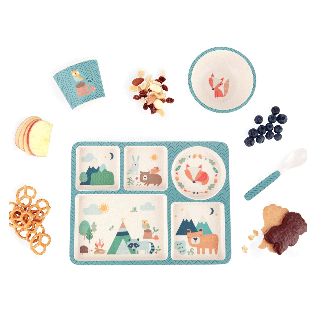 Love Mae Divided Plate Set for Kids - BPA-Free, Eco-Friendly Wild Camping Design - Perfect for Picnics, Outdoor Adventures & Toddler Mealtime