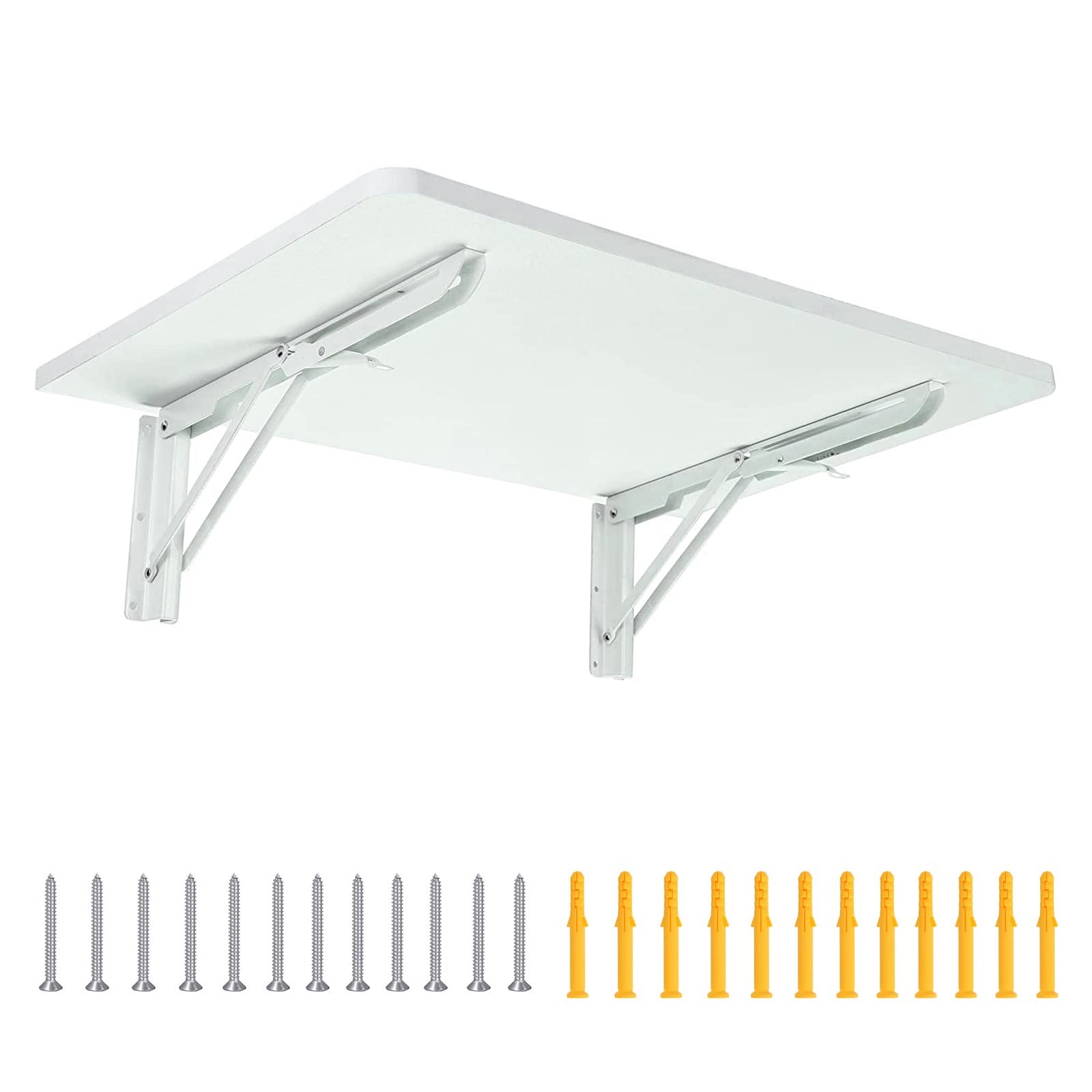 LIGUOYI Wall Mounted Folding Computer Desk 20-47 Inches Adjustable Drop Leaf Table with Floating Shelf Bracket - Space Saving Kitchen Dining Table for Small Spaces (Blue, Yellow, White, Black) | Perfect for Home Office, Bedroom, Bathroom & Kitchen Use